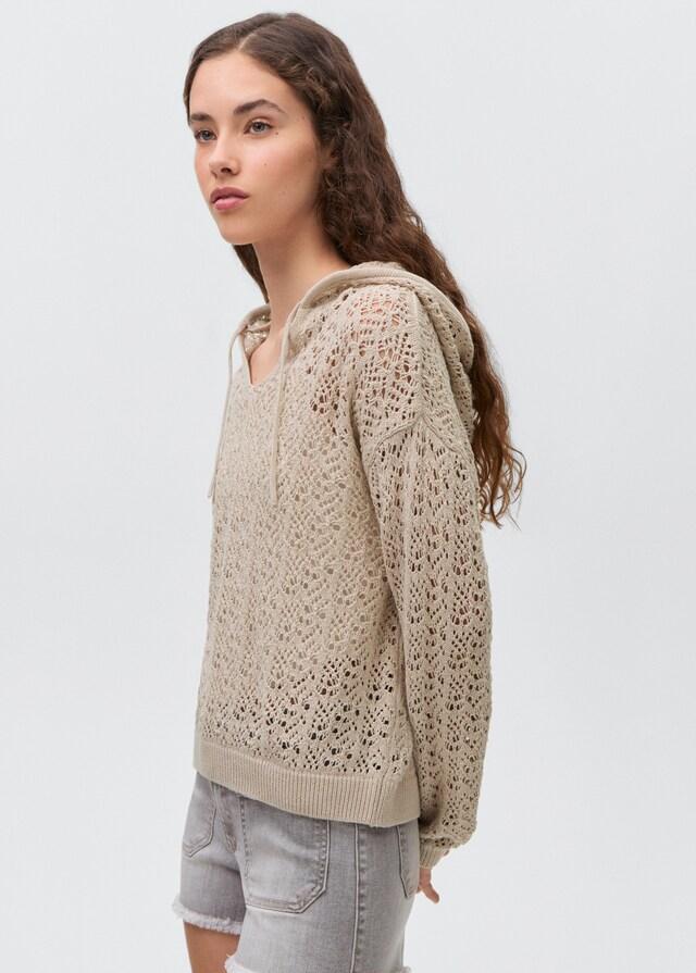 Mango Kapuzenpullover mit Lochmuster