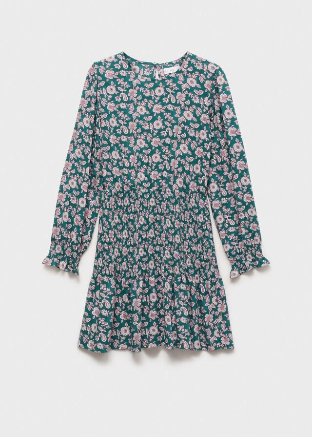 Mango Kleid mit Buchstaben-Muster und Raffdetails