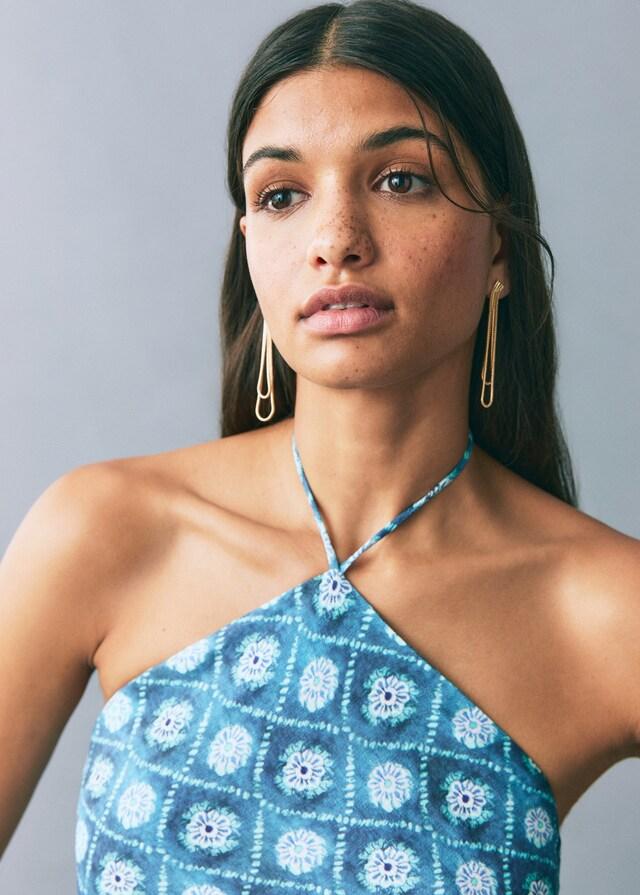 Mango Kleid Mit Halfterkragen