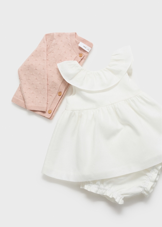 Mango Kleid Und Höschen Aus Leinen Mit Schleife