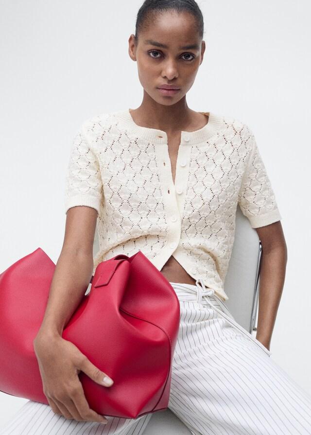 Mango Kurzärmliger Cardigan Mit Lochmuster