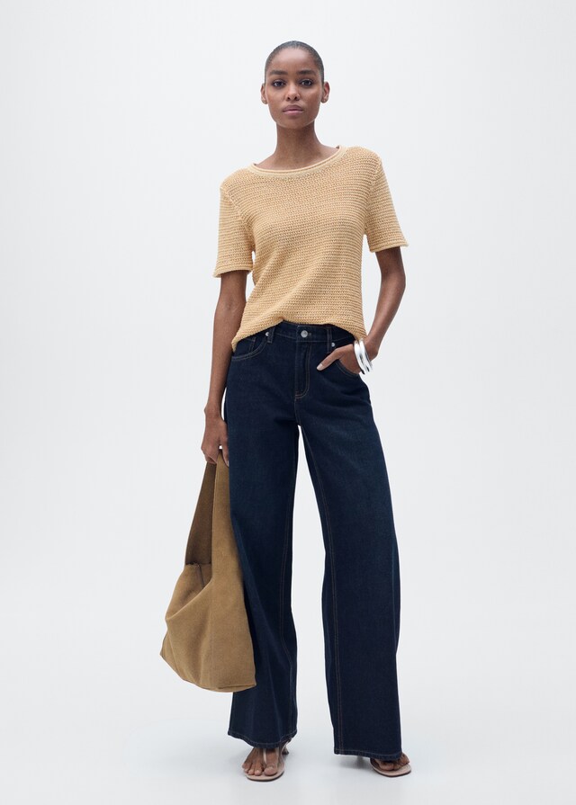 Mango Kurzärmliger Grobstrickpullover