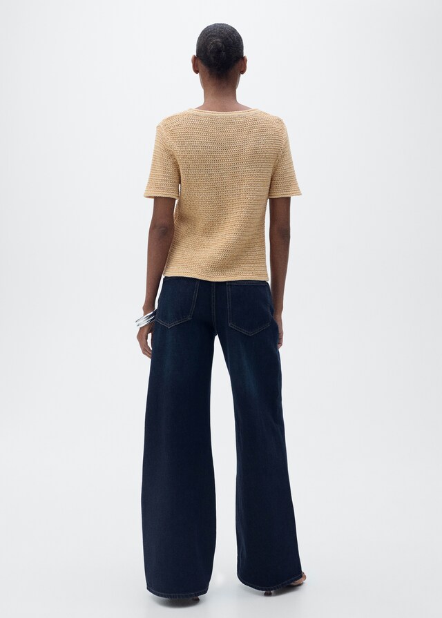 Mango Kurzärmliger Grobstrickpullover