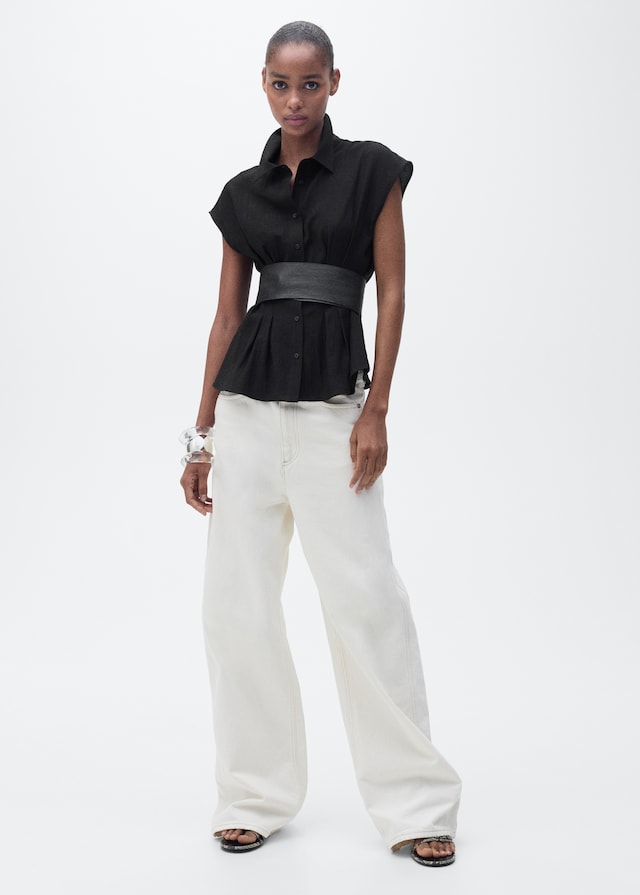 Mango Kurzärmliges Hemd Mit Abnähern