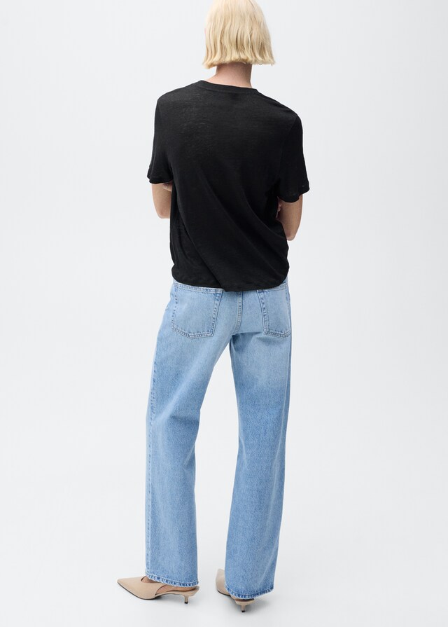 Mango Kurzärmliges Leinen-T-Shirt