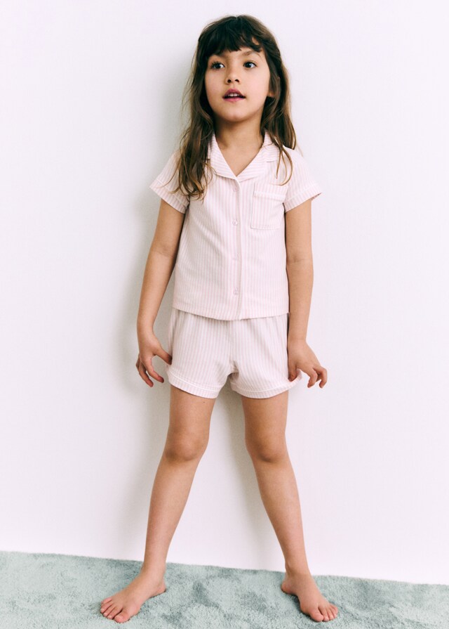 Mango Kurzer Streifen-Pyjama aus Baumwolle