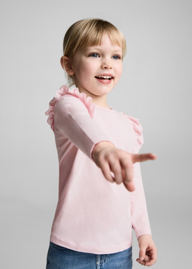 Mango Langärmlies T-Shirt mit Rüschen