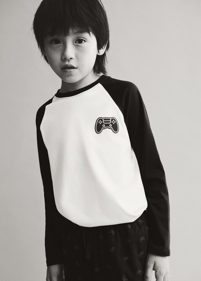 Mango Langer Baumwoll-Pyjama mit Printmuster