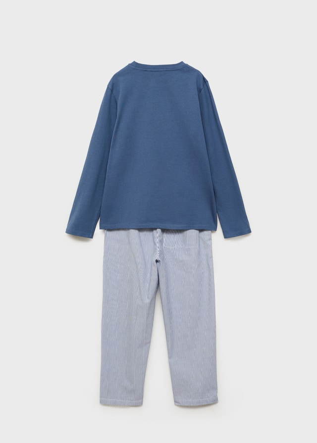 Mango Langer Baumwoll-Pyjama Mit Streifenmuster
