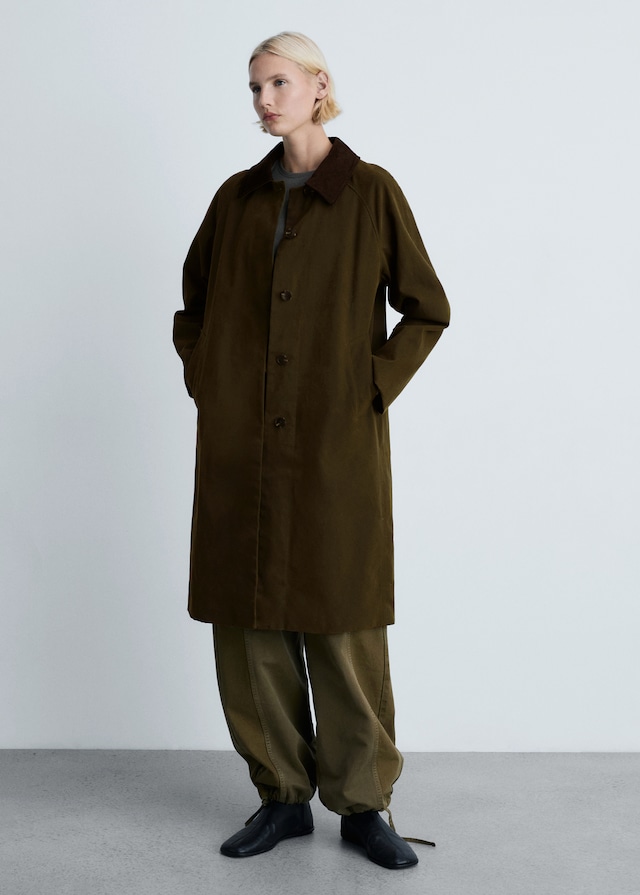 Mango Langer Parka Mit Cordkragen
