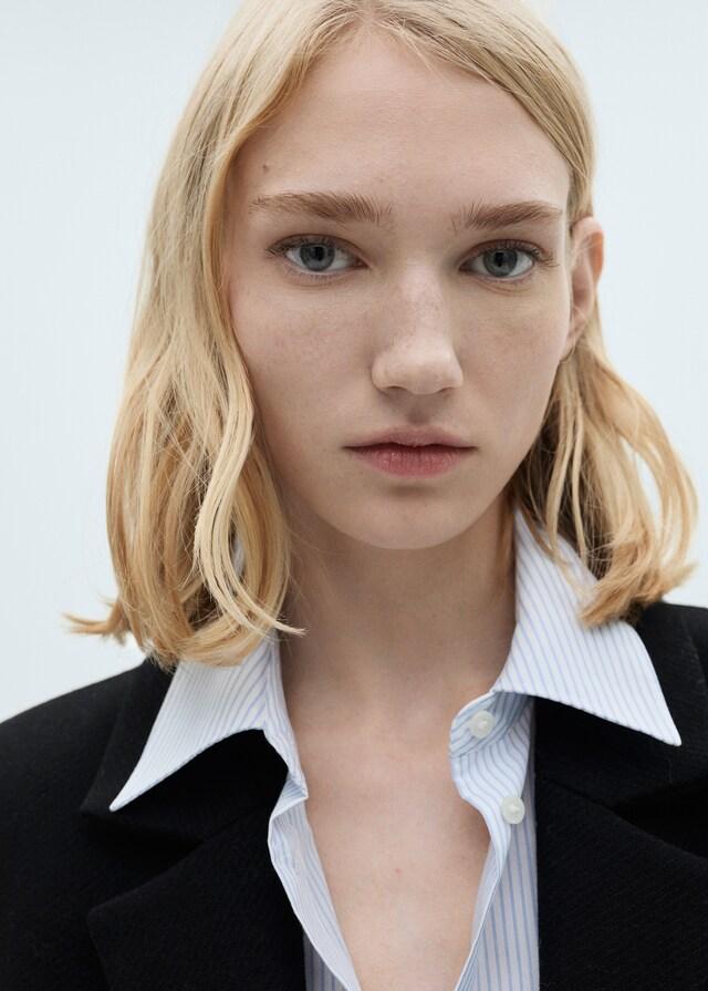 Mango Langer Wollmantel Mit Struktur