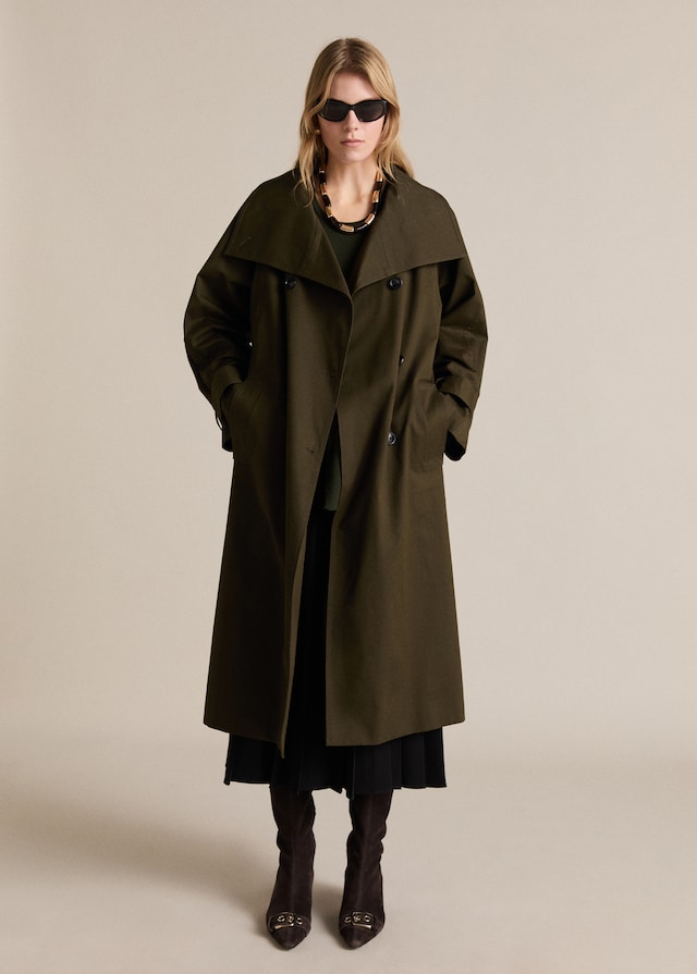 Mango Langer Zweireihiger Trenchcoat