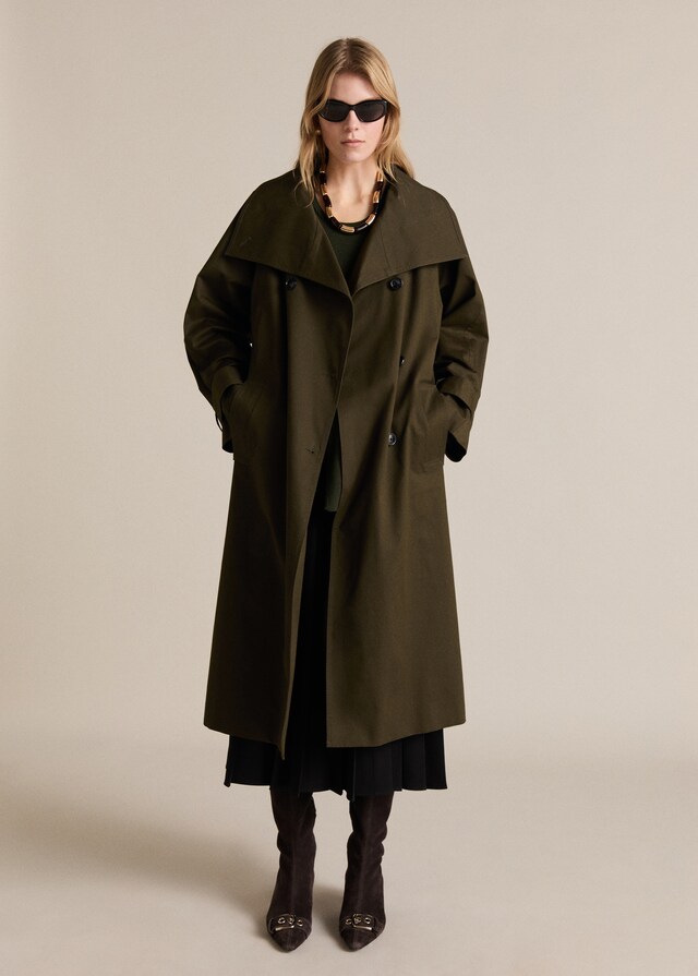 Mango Langer Zweireihiger Trenchcoat