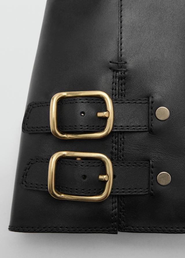 Mango Leder-Ankleboots Mit Schnallen