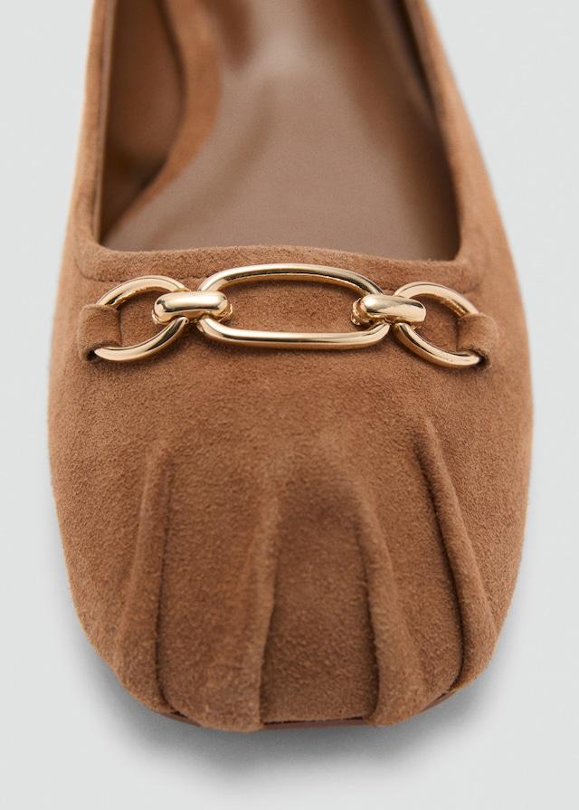Mango Leder-Ballerinas Mit Gliederkettendetail