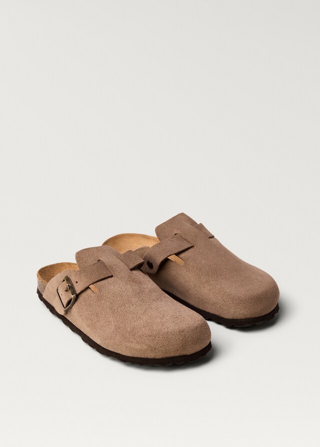 Mango Leder-Clogs mit Schnalle