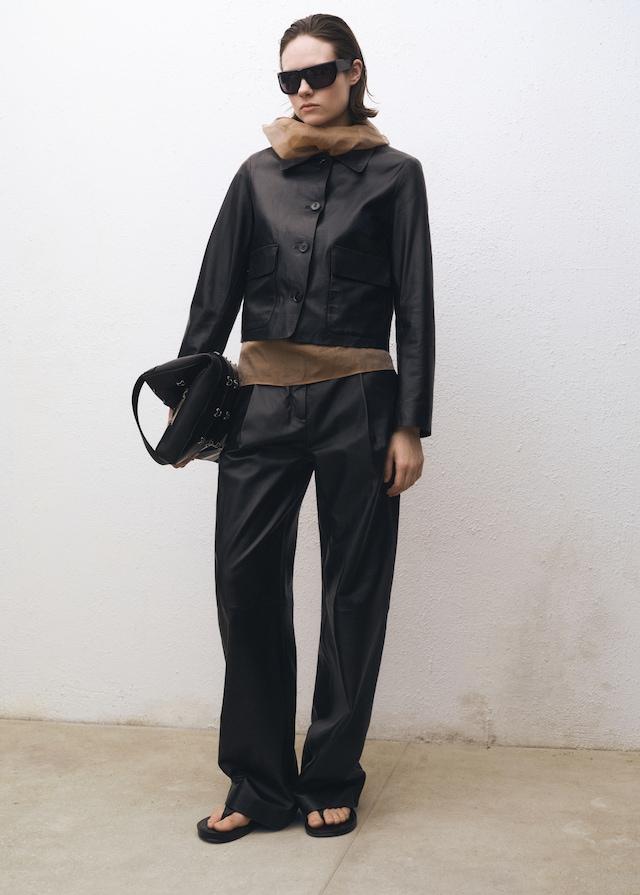 Mango Lederjacke Mit Knöpfen