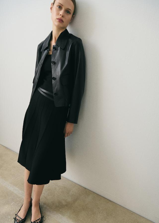 Mango Lederjacke Mit Knöpfen