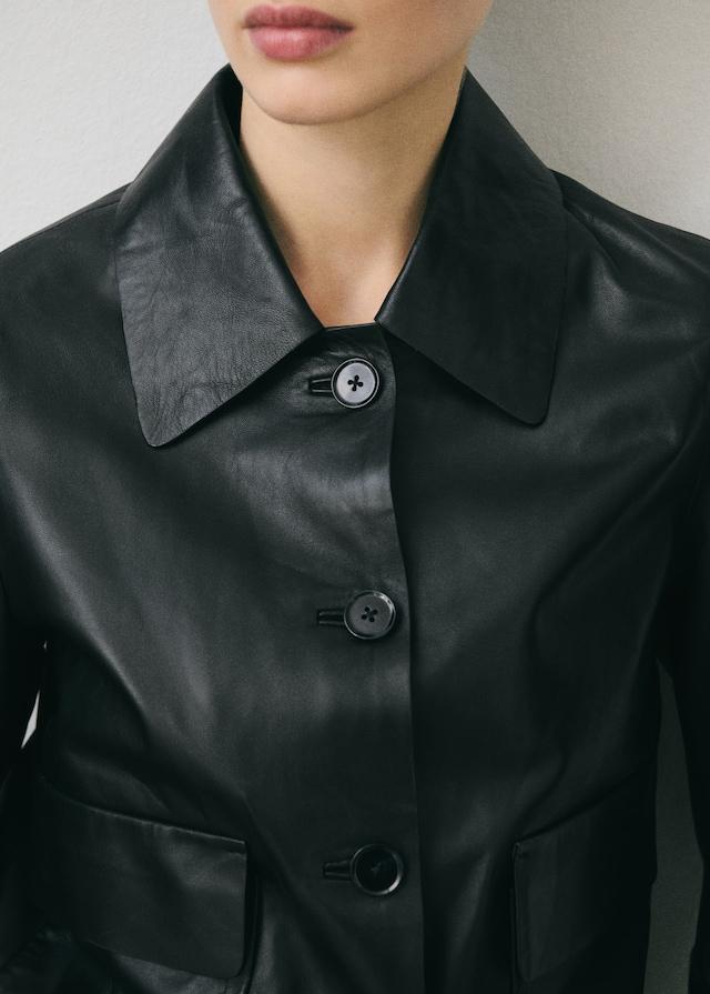 Mango Lederjacke Mit Knöpfen