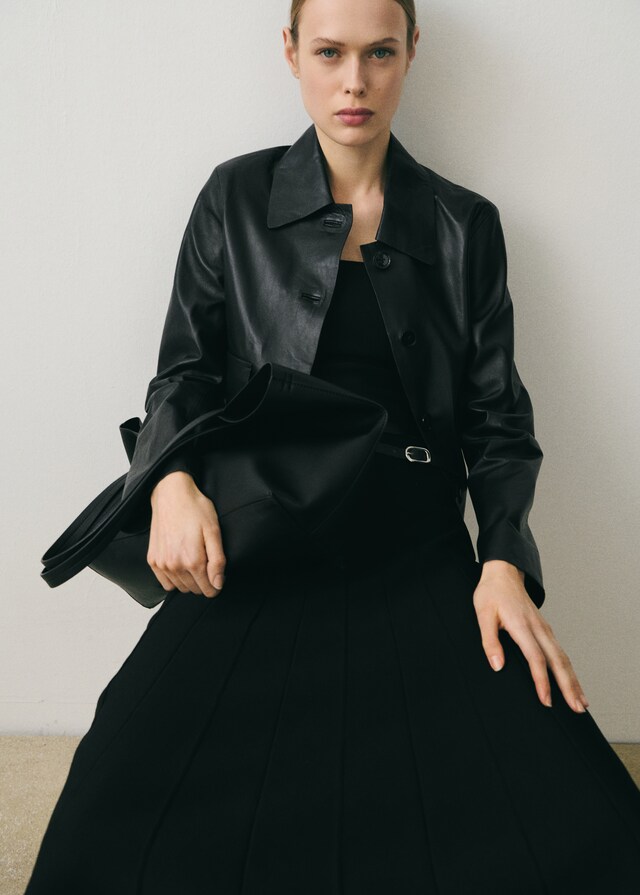 Mango Lederjacke mit Knöpfen