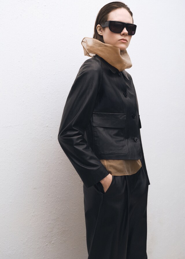 Mango Lederjacke mit Knöpfen