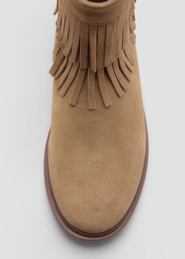 Mango Lederstiefelette Mit Fransen