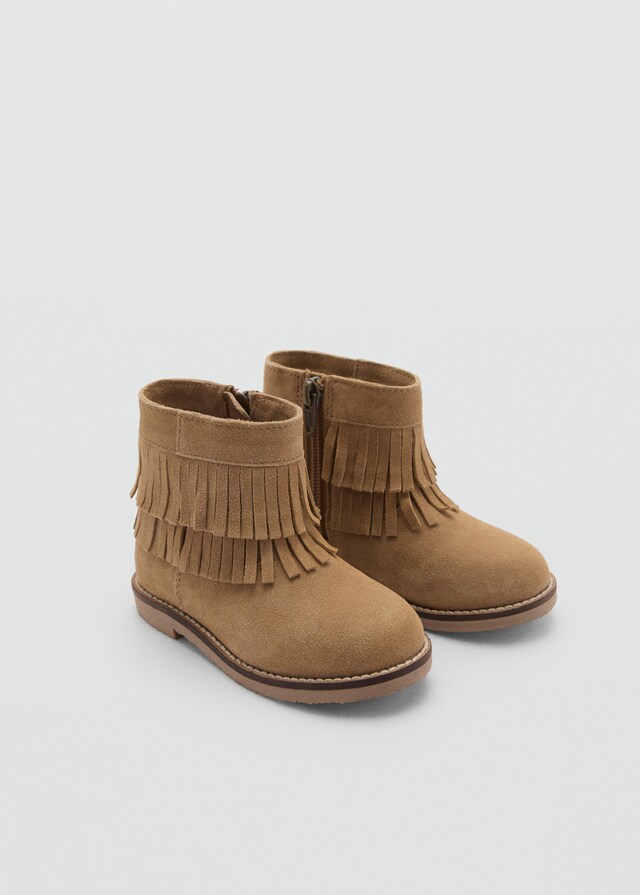 Mango Lederstiefelette mit Fransen