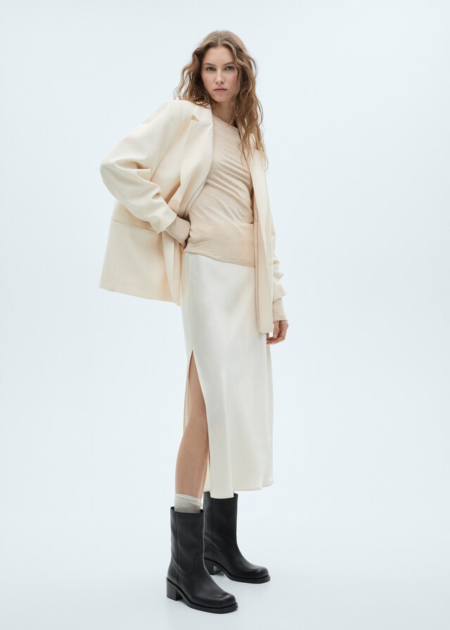 Mango Lederstiefelette mit Karrée-Spitze