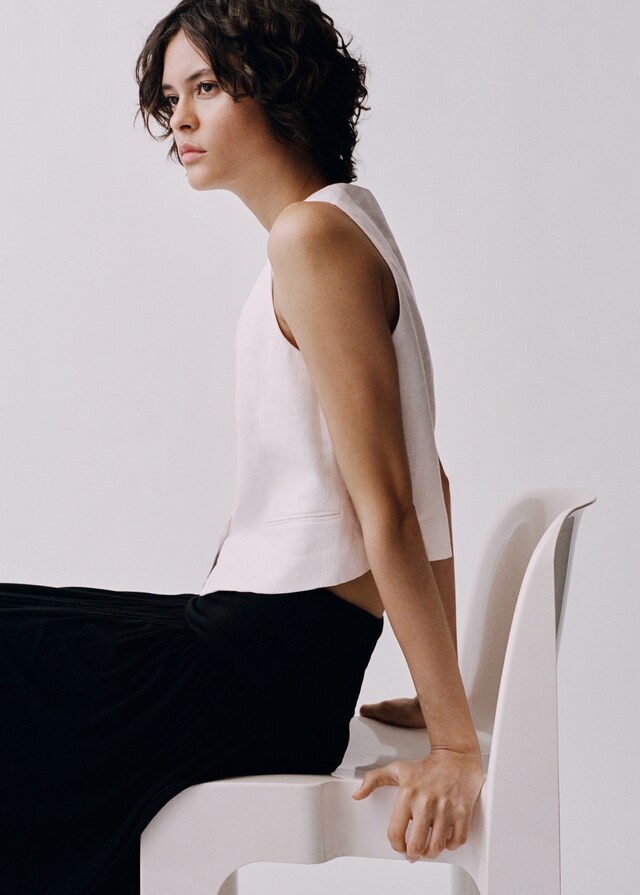 Mango Leinen-Anzugweste