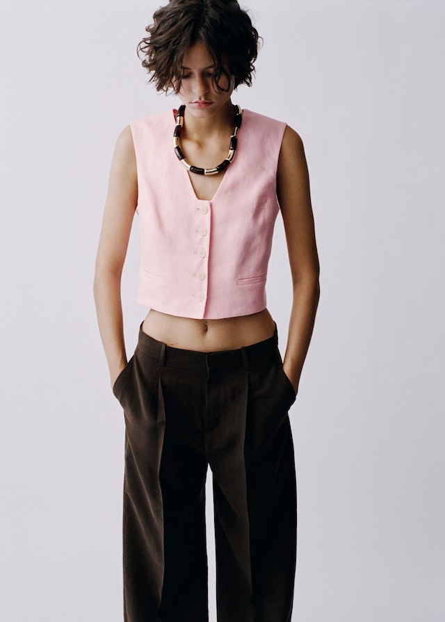 Mango Leinen-Anzugweste