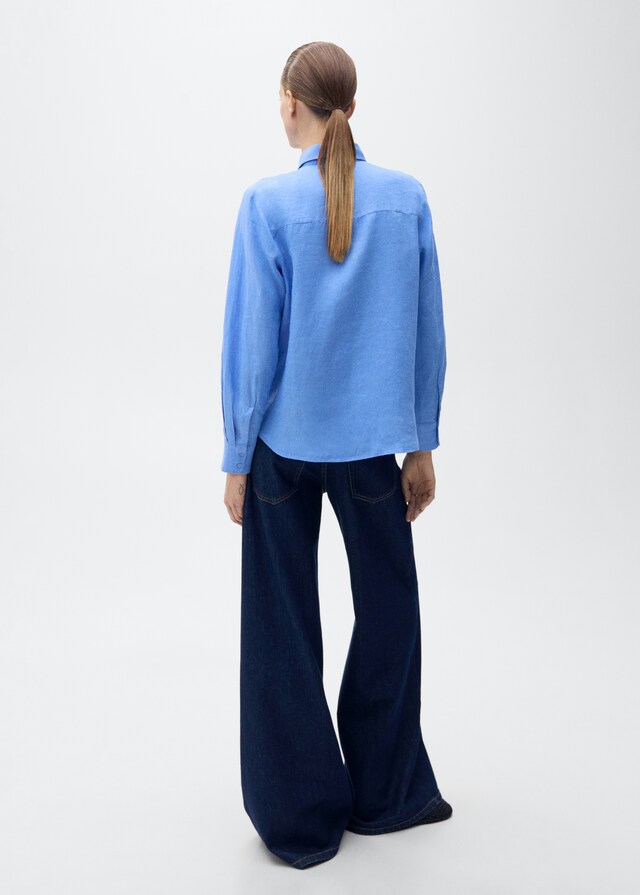 Mango Leinen-Hemdbluse Mit Tasche