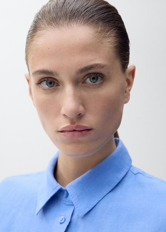 Mango Leinen-Hemdbluse Mit Tasche