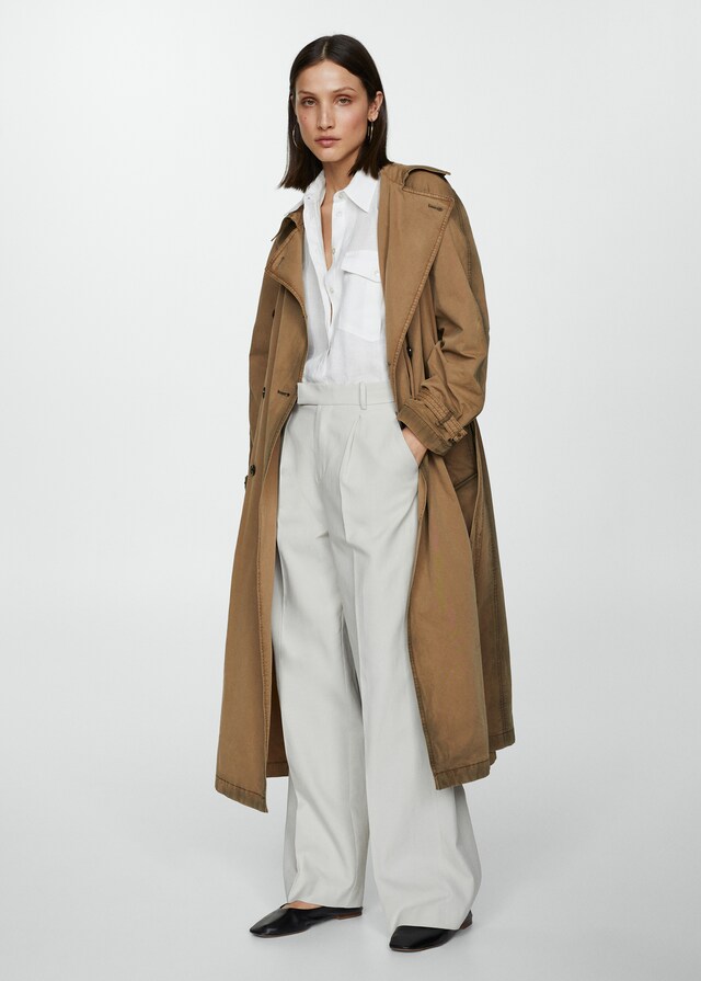 Mango Leinen-Hemdbluse Mit Tasche