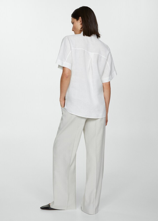 Mango Leinen-Hemdbluse Mit Tasche