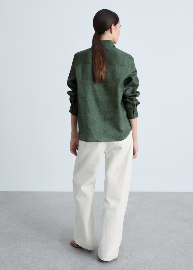 Mango Leinen-Hemdbluse Mit Tasche