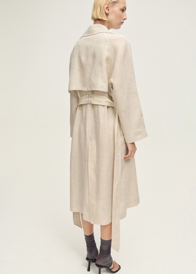 Mango Leinen-Trenchcoat Mit Markantem Reverskragen