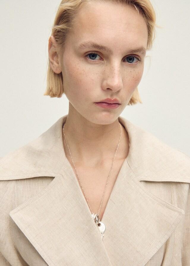 Mango Leinen-Trenchcoat Mit Markantem Reverskragen