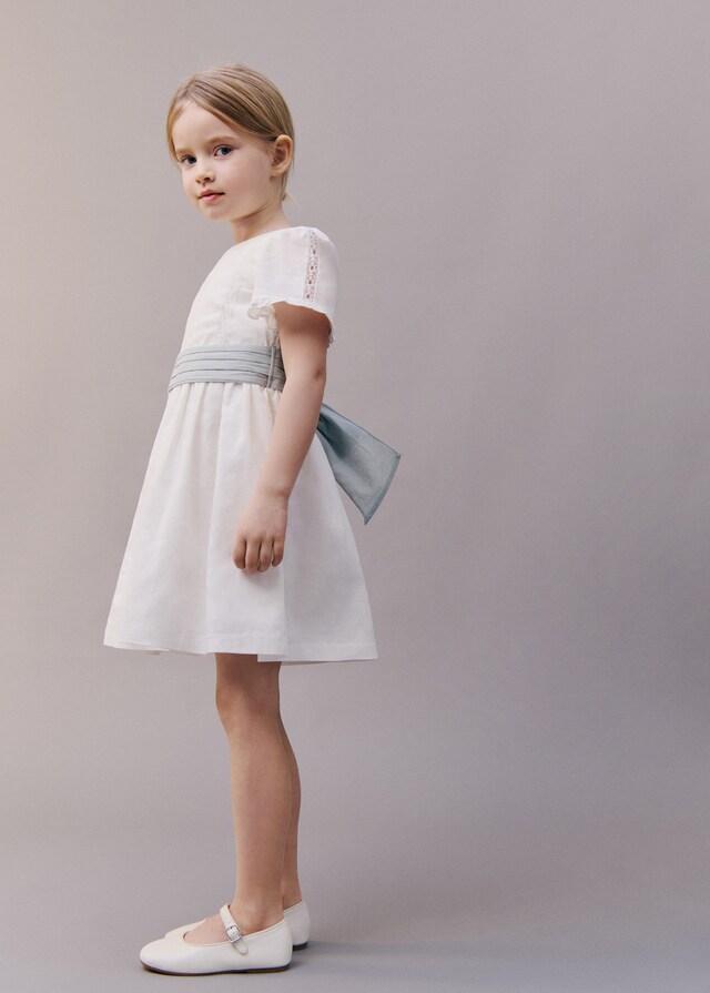 Mango Leinenkleid mit Schleife