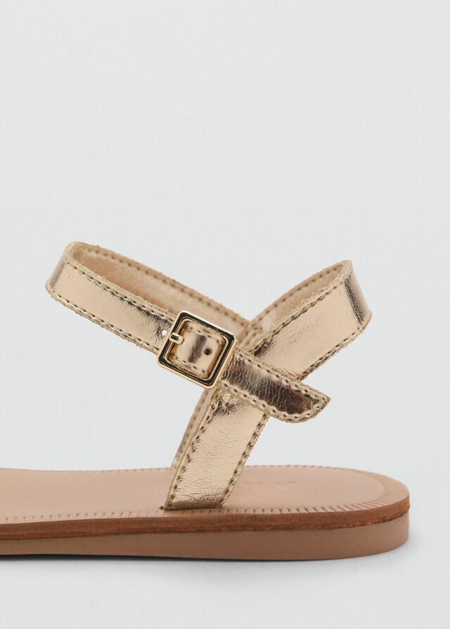 Mango Metallische Sandale Mit Blumen