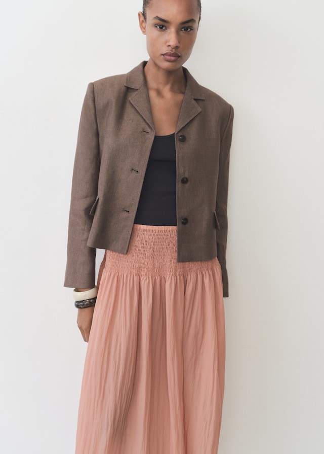 Mango Midi-Rock Mit Gerafftem Einsatz