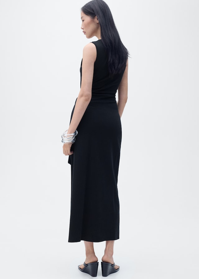 Mango Midikleid Aus Baumwolle Mit Knotendetail