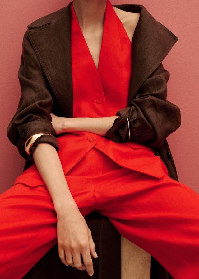 Mango Neckholder-Anzugweste Aus Leinen