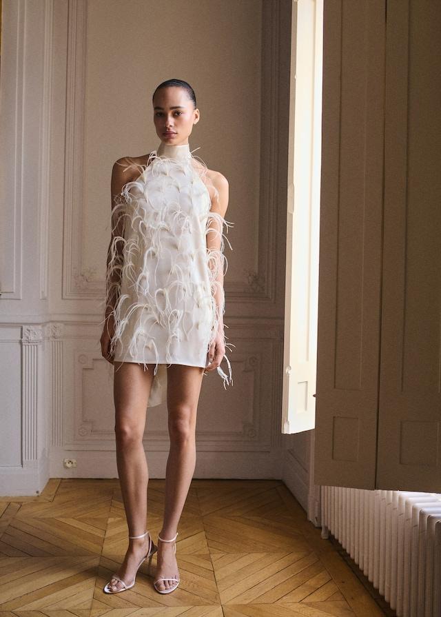 Mango Neckholder-Kleid Mit Federdetails