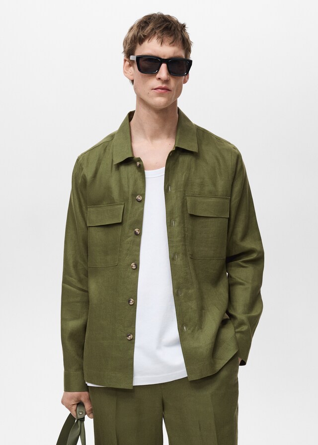 Mango Overshirt mit Taschen aus 100 % Leinen