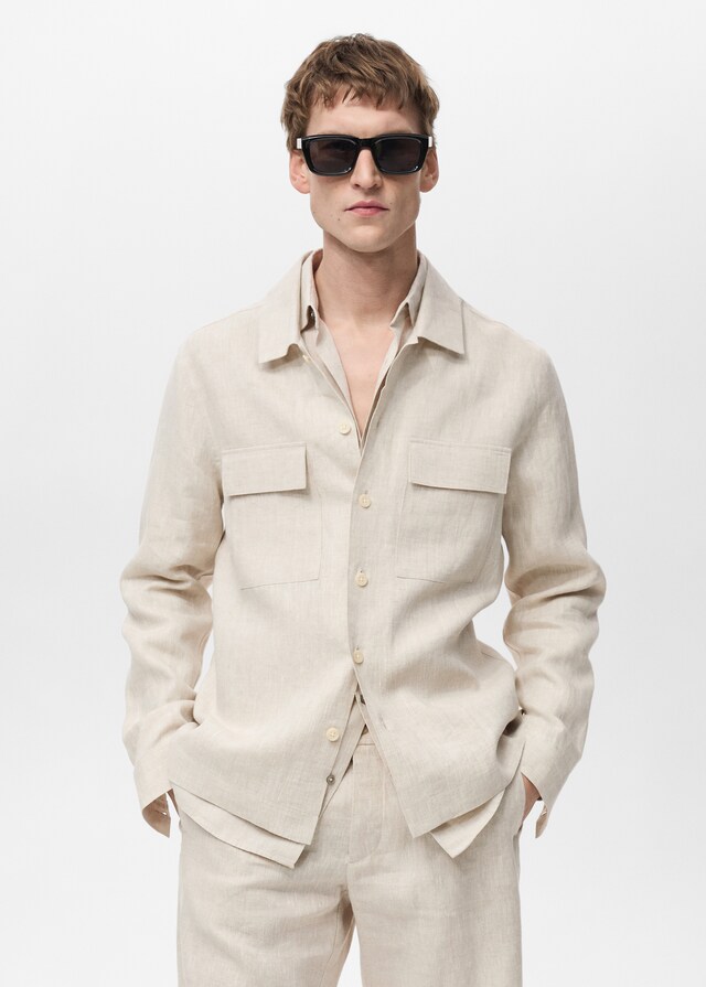 Mango Overshirt mit Taschen aus 100 % Leinen