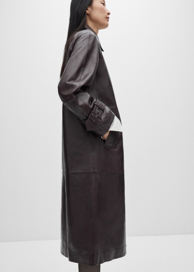 Mango Oversized-Mantel Aus 100 % Leder