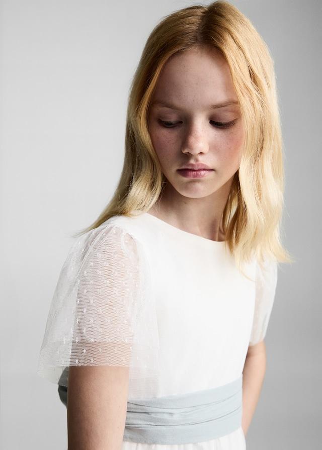 Mango Plumetis-Kleid Mit Schleife