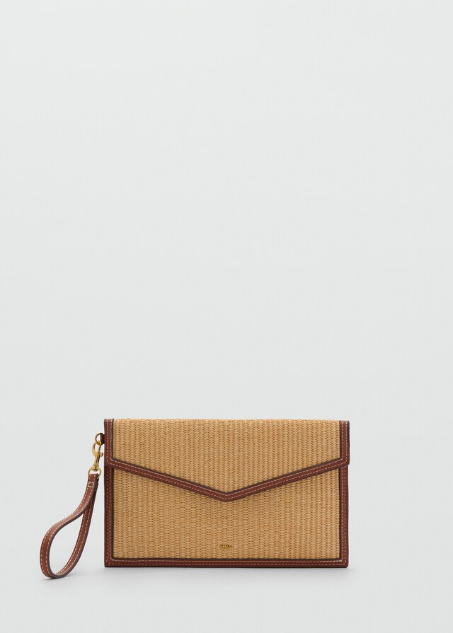 Mango Pochette mit Raffiabast-Effekt