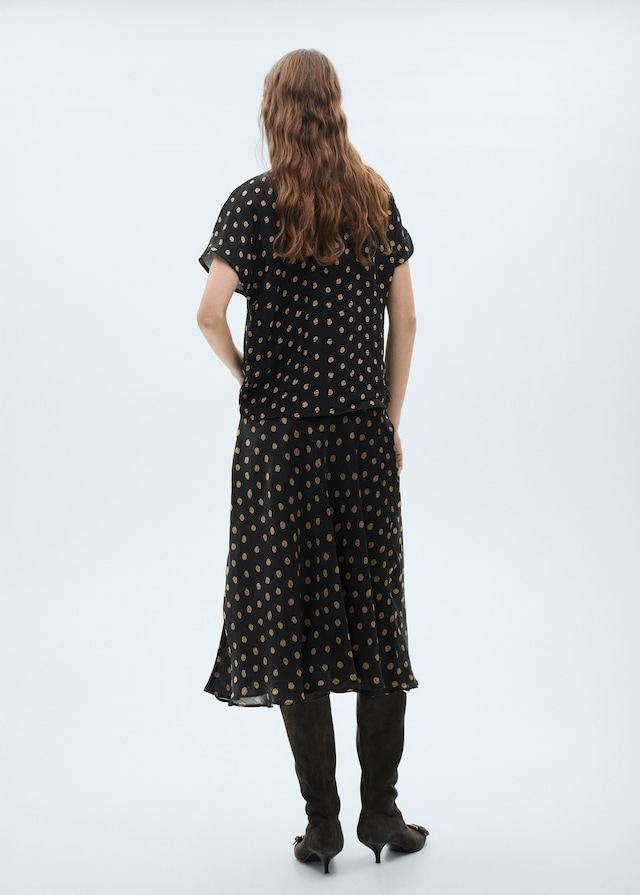 Mango Polka-Dots-Bluse Mit Drapiertem Kragen
