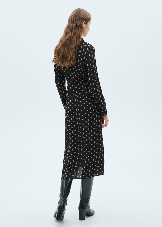 Mango Polka-Dots-Hemdblusenkleid Mit Knotendetail